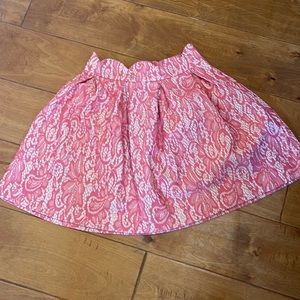 Pink Lace Scalloped Pleated Skirt size medium 95% polyester 5% spandex